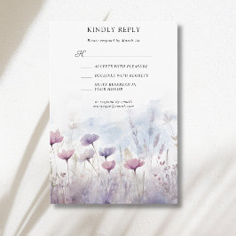 Vintage gedämpfte Winter-Wildblumen-Wiese-Hochzeit RSVP Karte