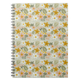 Vintage gedämpftes florales botanisches nahtloses notizblock