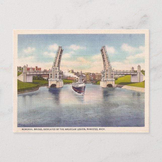 Vintage Gedenkbrücke Postkarte (Vorderseite)