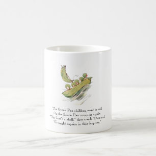 Vintage-Gedicht Grüne Erbse Niedliche Kinder Gemüs Tasse
