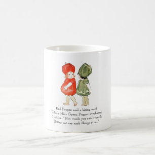 Vintage-Gedicht Rote Grüne Paprika Niedliche Kinde Tasse