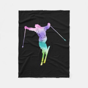 Vintage Gefärbte Krawatte Abfahrt Ski Art Skifahre Fleecedecke