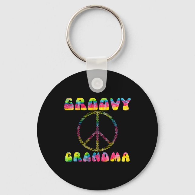 Vintage Gefärbte Krawatte Friedenszeichen Groovy O Schlüsselanhänger (Vorderseite)