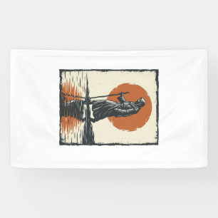 Vintage gehende Figur Sonnenuntergangsreflexion Ve Banner