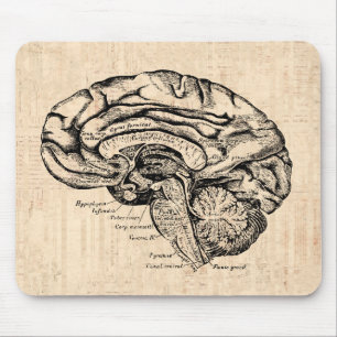Vintage-Gehirn-Kunstwerk-Mauspad Mousepad