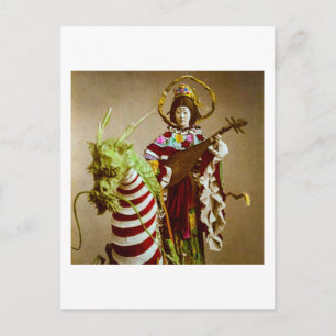 Vintage-Geisha gekleidet als Göttin Benzaiten Japa Postkarte