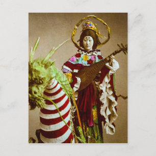 Vintage-Geisha gekleidet als Göttin Benzaiten Japa Postkarte