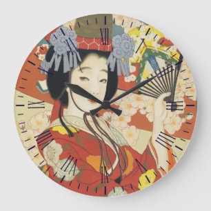 Vintage Geisha Große Wanduhr