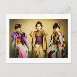 Vintage Geisha Sieht kein Böses Altes Japan Postkarte