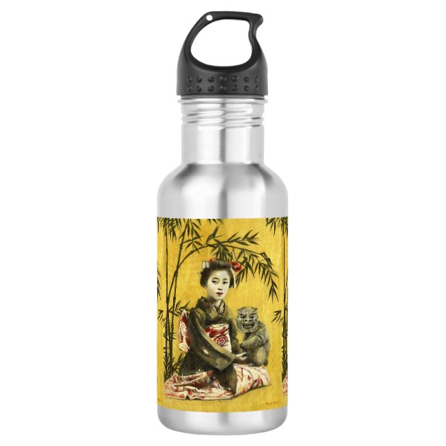 Vintage Geisha- und Dämonenwasserflasche Edelstahlflasche (Vorderseite)