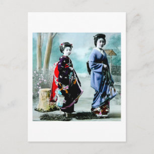 Vintage Geisha und ihre Maiko 芸 者 妓 altes Japan Postkarte