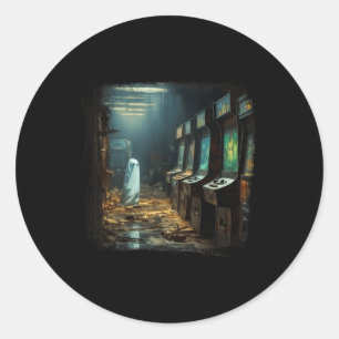 Vintage-Geist Halloween-Geist in einer verlassenen Runder Aufkleber