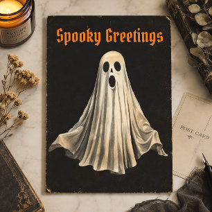 Vintage-Geist-Halloween-Gruselige-Saison Postkarte