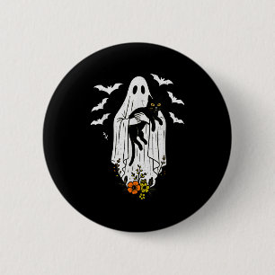 Vintage-Geist mit Katze Halloween-Kitty-Miau-Katze Button