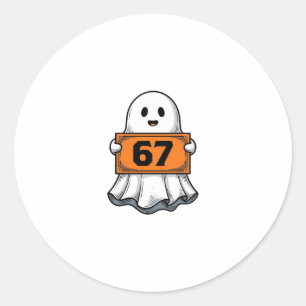 Vintage-Geist-Nummer-67-Halloween-Shirt-Design_1 Runder Aufkleber