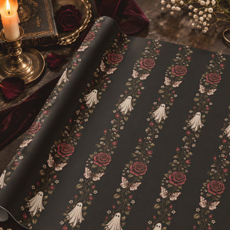 Vintage-Geist-Rose-Schmetterling-Gotischer-Hallowe Geschenkpapier