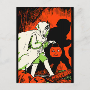 Vintage-Geist-Trick-or-Treater Postkarte