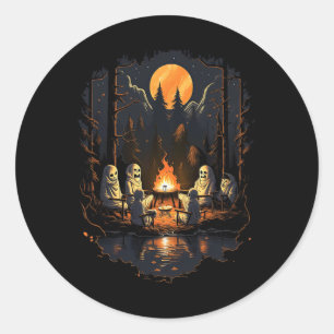 Vintage-Geist und Skelett Grusel-Skelett Halloween Runder Aufkleber