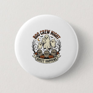 Vintage-Geister-Halloween-Bu-Besatzung-Laken-Party Button