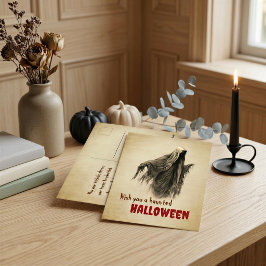 Vintage-Geister-Halloween-Grußkarte Postkarte
