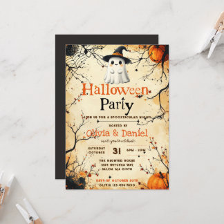 Vintage-Geister-Halloween-Party-Einladung Einladung