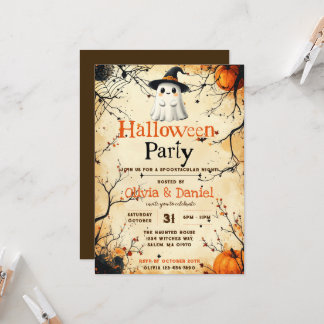 Vintage-Geister-Halloween-Party-Einladung Einladung