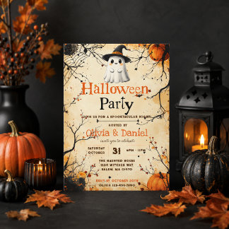 Vintage-Geister-Halloween-Party-Einladung Einladung
