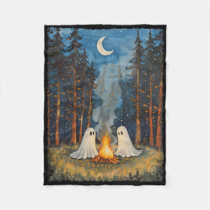 Vintage-Geister-Lagerfeuer-Campingliebhaber-Wald-G Fleecedecke
