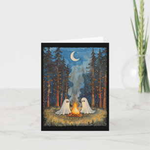 Vintage-Geister-Lagerfeuer-Campingliebhaber-Wald-G Karte