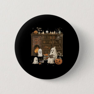 Vintage-Geister-Lesebuchliebhaber-Bibliothek-Hallo Button