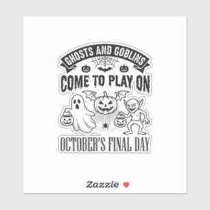 Vintage-Geister und Goblins Halloween-Shirt-Design Aufkleber