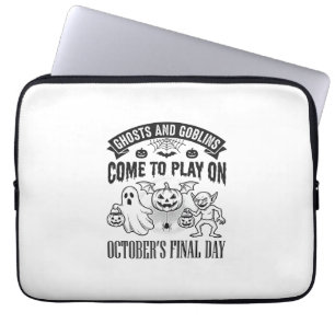 Vintage-Geister und Goblins Halloween-Shirt-Design Laptopschutzhülle