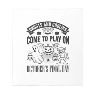 Vintage-Geister und Goblins Halloween-Shirt-Design Notizblock