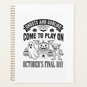 Vintage Geister und Goblins Halloween-Shirt-Design Planer