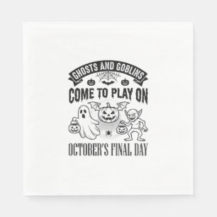 Vintage Geister und Goblins Halloween-Shirt-Design Serviette