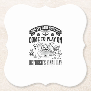 Vintage-Geister und Goblins Halloween-Shirt-Design Untersetzer