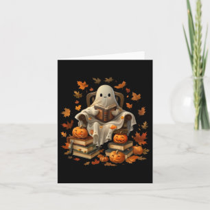 Vintage-Geisterbuch-Lesekürbis-Gotischer-Halloween Karte