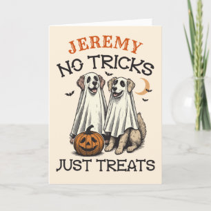 Vintage Geisterhunde Trick oder Treat Funny Hallow Feiertagskarte