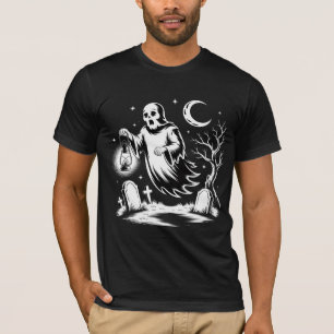 Vintage-Geisterlaternen-Kunst Gruseliger Friedhof T-Shirt