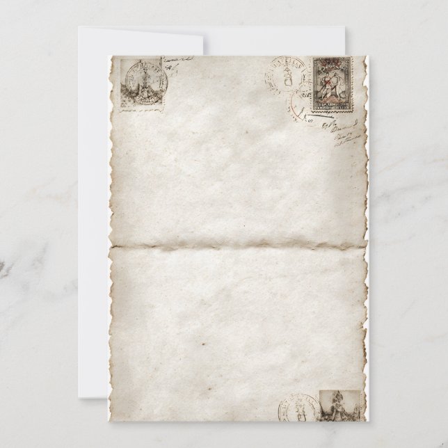 Vintage geklappte Postkartenleisten Einladung (Vorderseite)