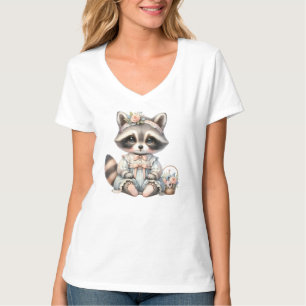 Vintage gekleideter Cottagecore-Waschbär Pastell T-Shirt