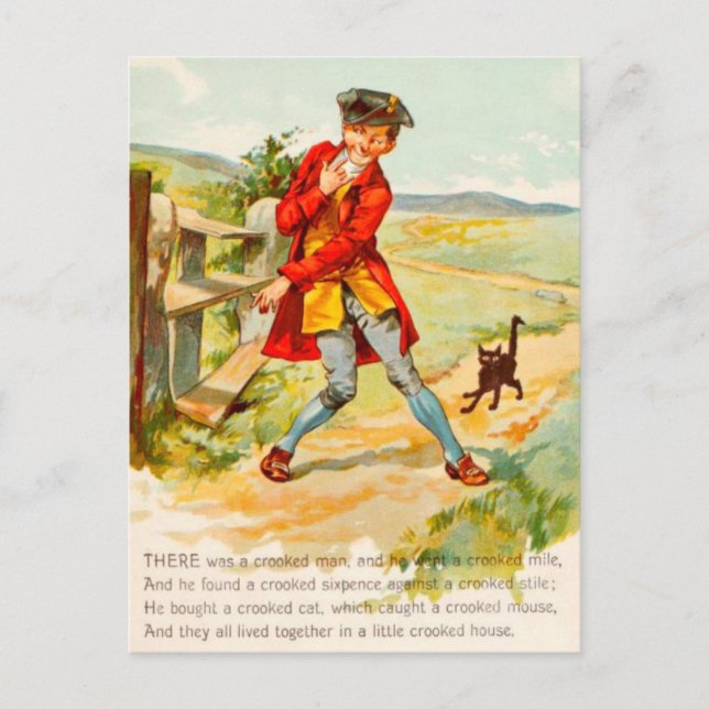 Vintage gekrönte Katze, gekrönter Mann Postkarte (Vorderseite)