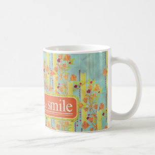 Vintage Gelb Orange Azure Bänder Streifen Tasse