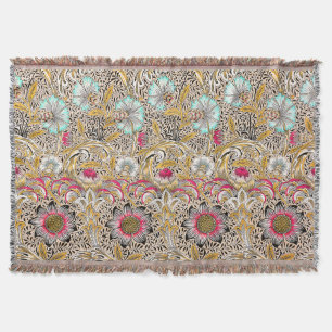 Vintage gelb rosa William Morris's Corncockle Decke