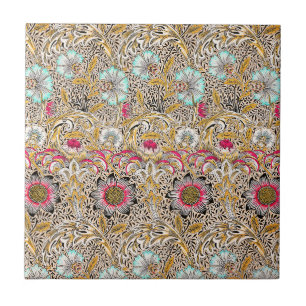 Vintage gelb rosa William Morris's Corncockle Fliese