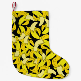 Vintage gelbe Bananen: Schwarzer Hintergrund Kleiner Weihnachtsstrumpf