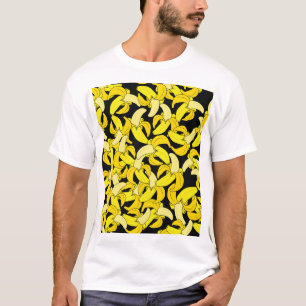 Vintage gelbe Bananen: Schwarzer Hintergrund T-Shirt