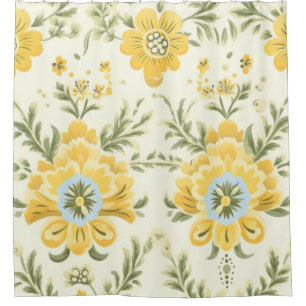 Vintage gelbe Blume Pflanze Muster Duschvorhang
