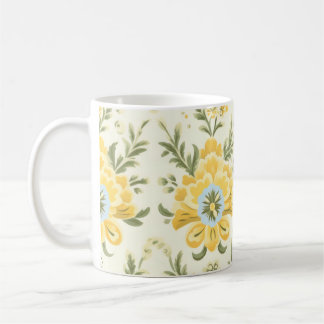 Vintage gelbe Blume Pflanze Muster Kaffeetasse