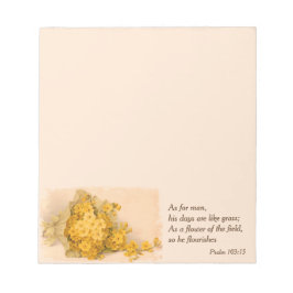 Vintage gelbe Blumen Christlich Notepad Notizblock